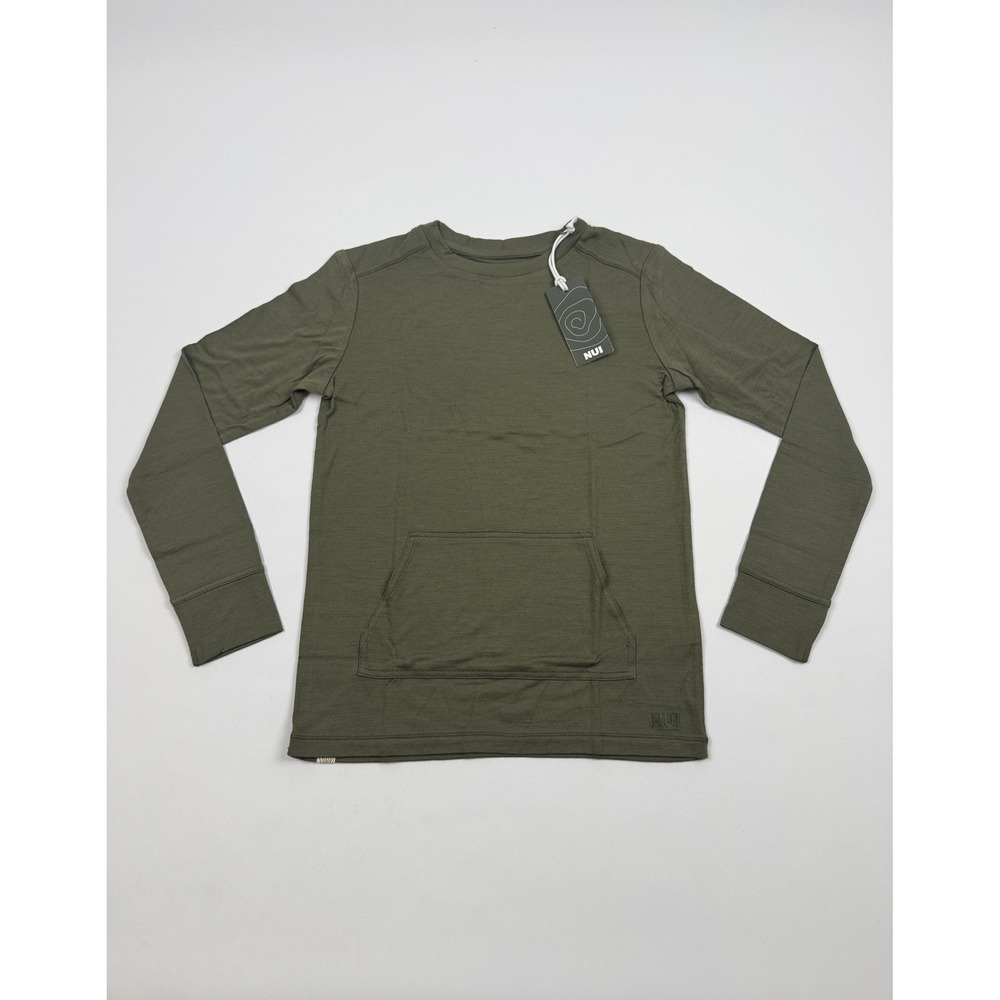 Nui Organics Merino Wool Tihoi Long Sleeve Crew Tee Moss 10Y